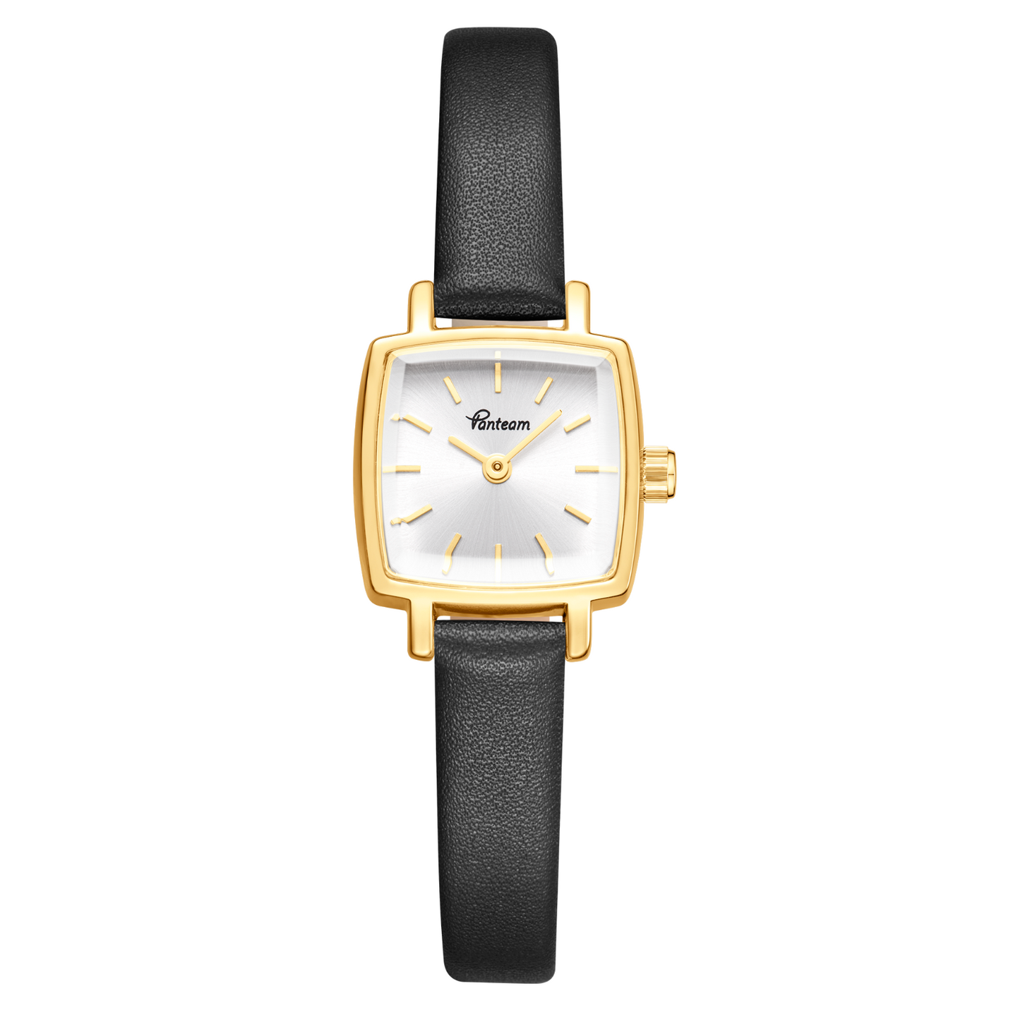 Vanteam Women Luxury Square Watch Genuine Leather Strap Small Retro Quartz Wristwatch Elegant Black&Gold Design Perfect