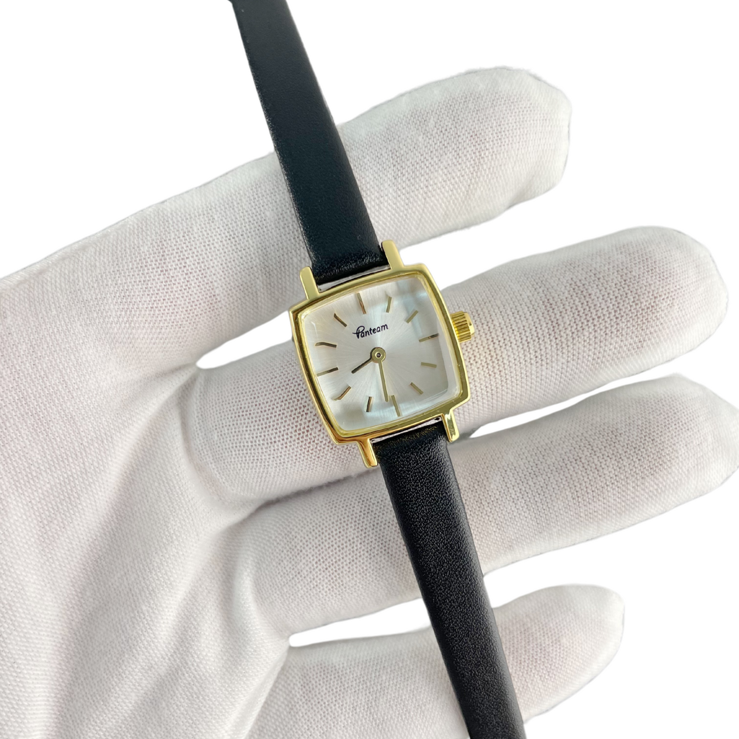 Vanteam Women Luxury Square Watch Genuine Leather Strap Small Retro Quartz Wristwatch Elegant Black&Gold Design Perfect